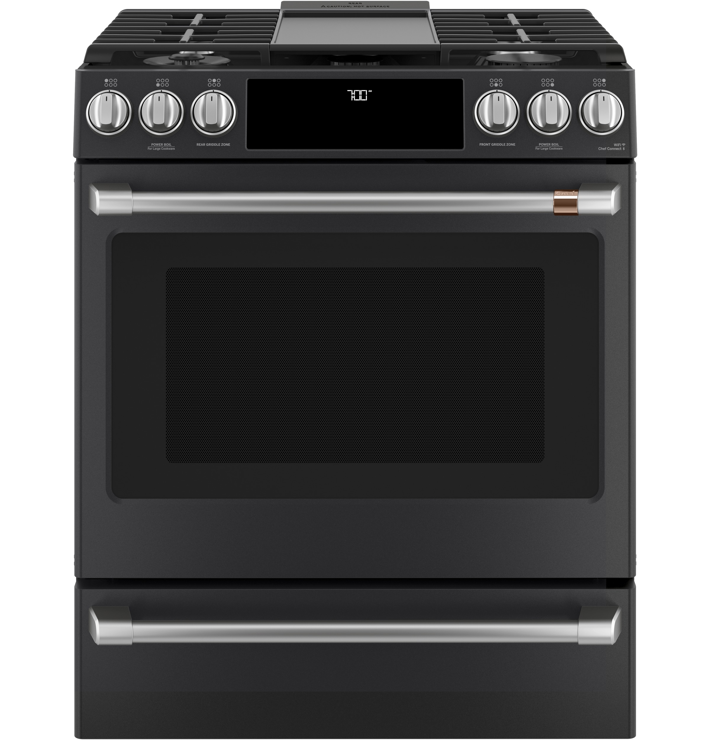 CAFÉ™ 30" Smart Slide-In, Front-Control, Gas Range with Convection Oven CGS700P3MD1