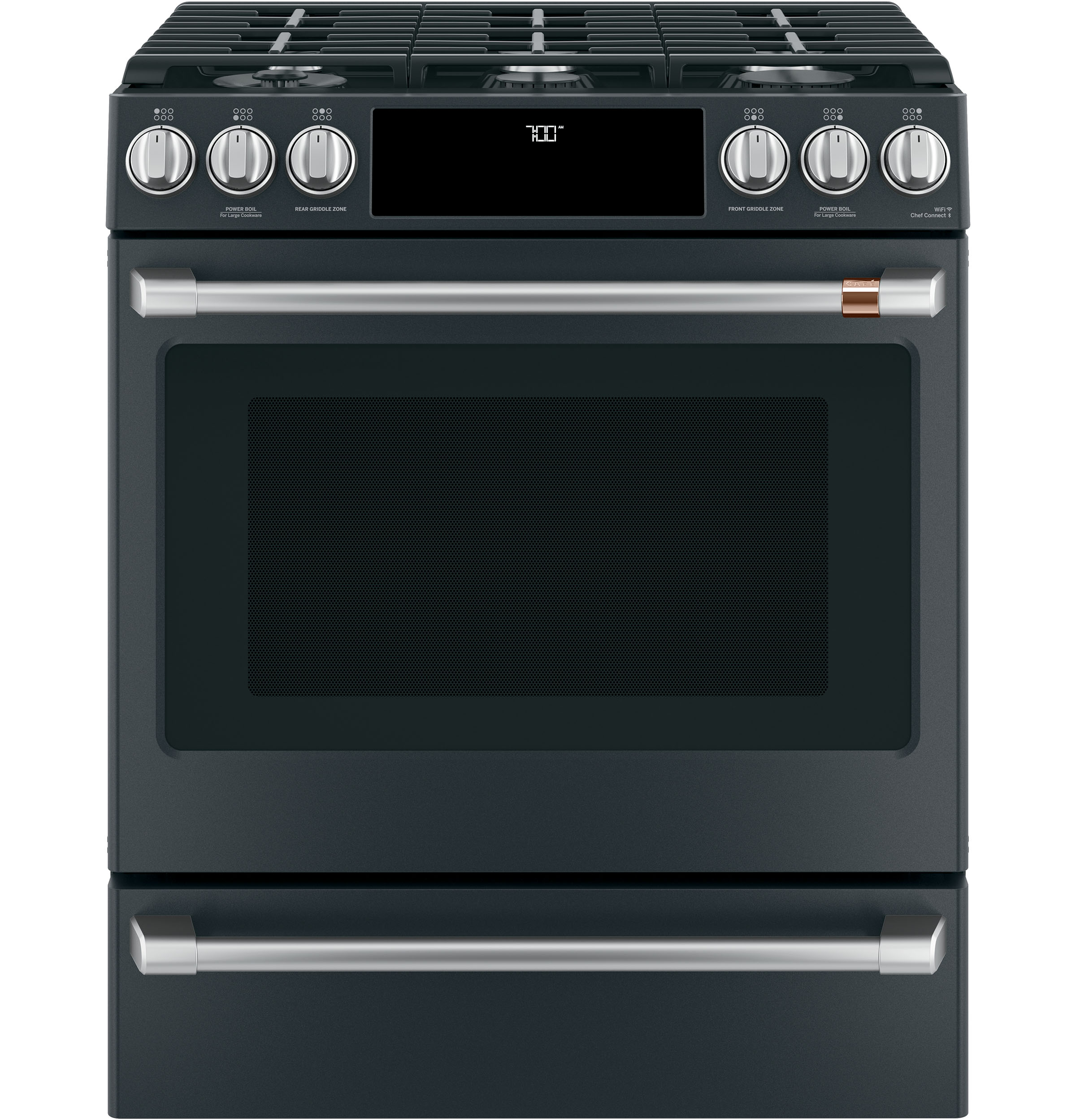 CAFÉ™ 30" Smart Slide-In, Front-Control, Gas Range with Convection Oven CGS700P3MD1