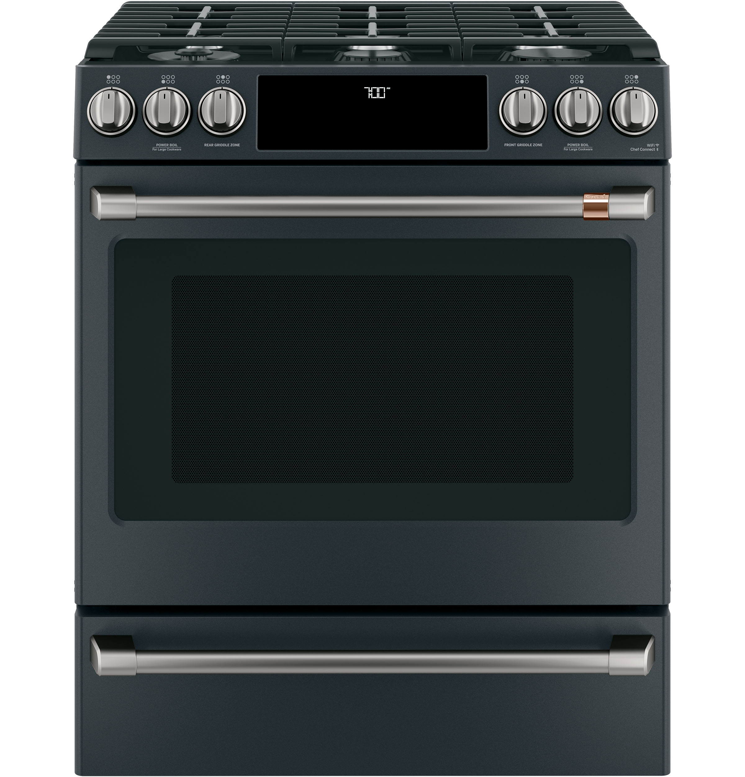 CAFÉ™ 30" Smart Slide-In, Front-Control, Gas Range with Convection Oven CGS700P3MD1