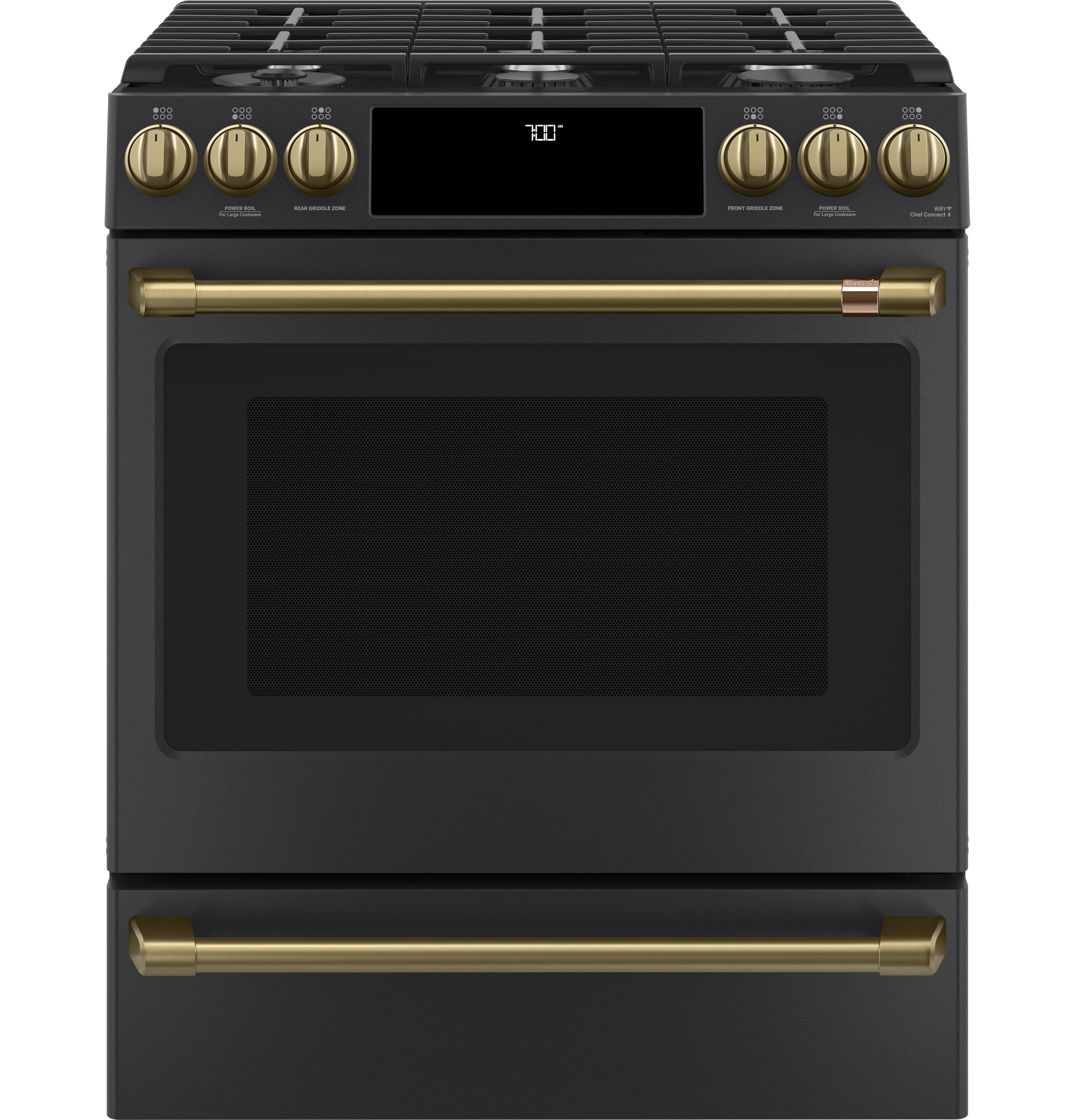 CAFÉ™ 30" Smart Slide-In, Front-Control, Gas Range with Convection Oven CGS700P3MD1