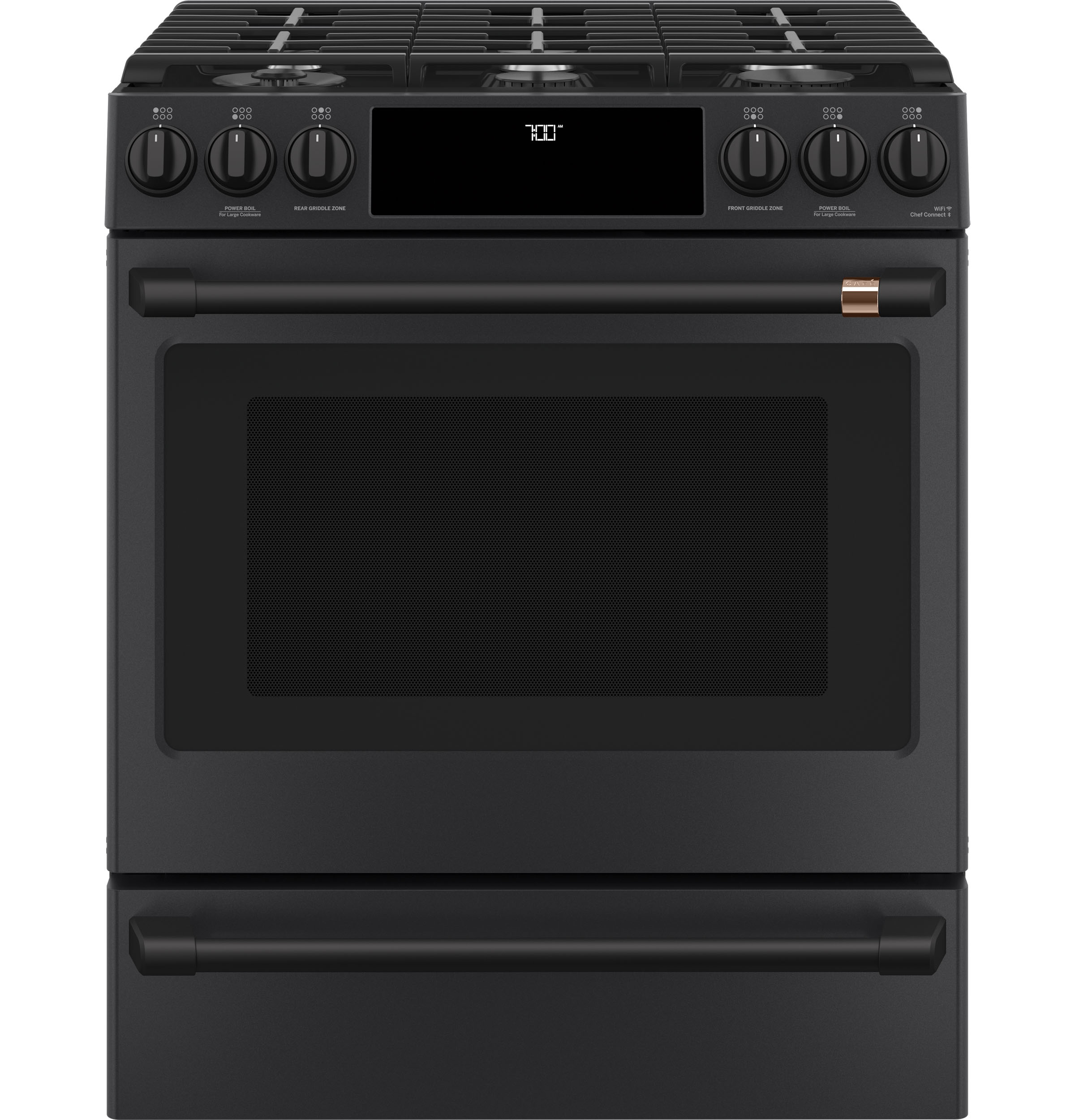 CAFÉ™ 30" Smart Slide-In, Front-Control, Gas Range with Convection Oven CGS700P3MD1