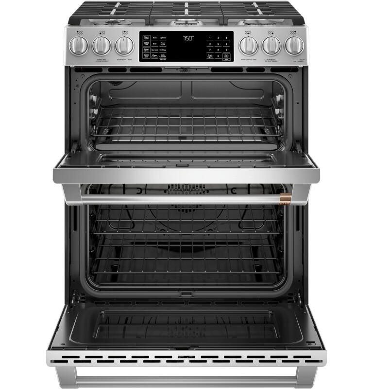 CAFÉ™ 30" Smart Slide-In, Front-Control, Gas Double-Oven Range with Convection CGS750P2MS1