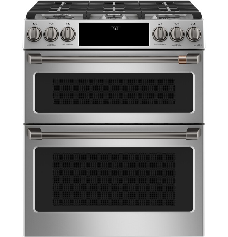 CAFÉ™ 30" Smart Slide-In, Front-Control, Gas Double-Oven Range with Convection CGS750P2MS1