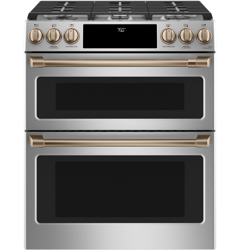 CAFÉ™ 30" Smart Slide-In, Front-Control, Gas Double-Oven Range with Convection CGS750P2MS1