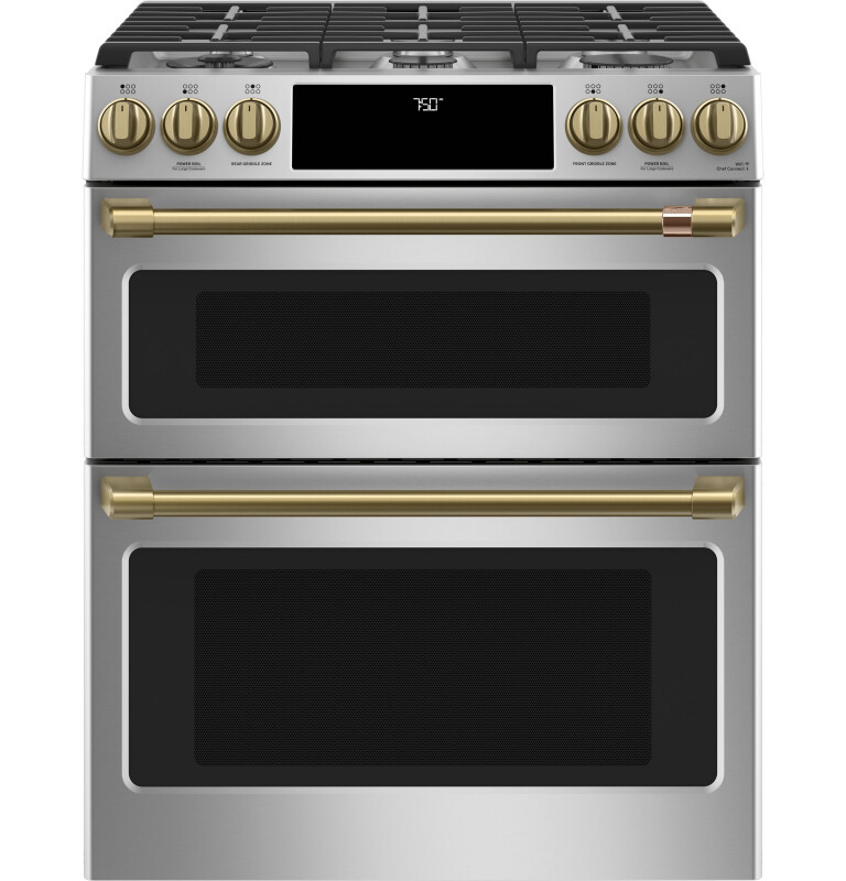 CAFÉ™ 30" Smart Slide-In, Front-Control, Gas Double-Oven Range with Convection CGS750P2MS1