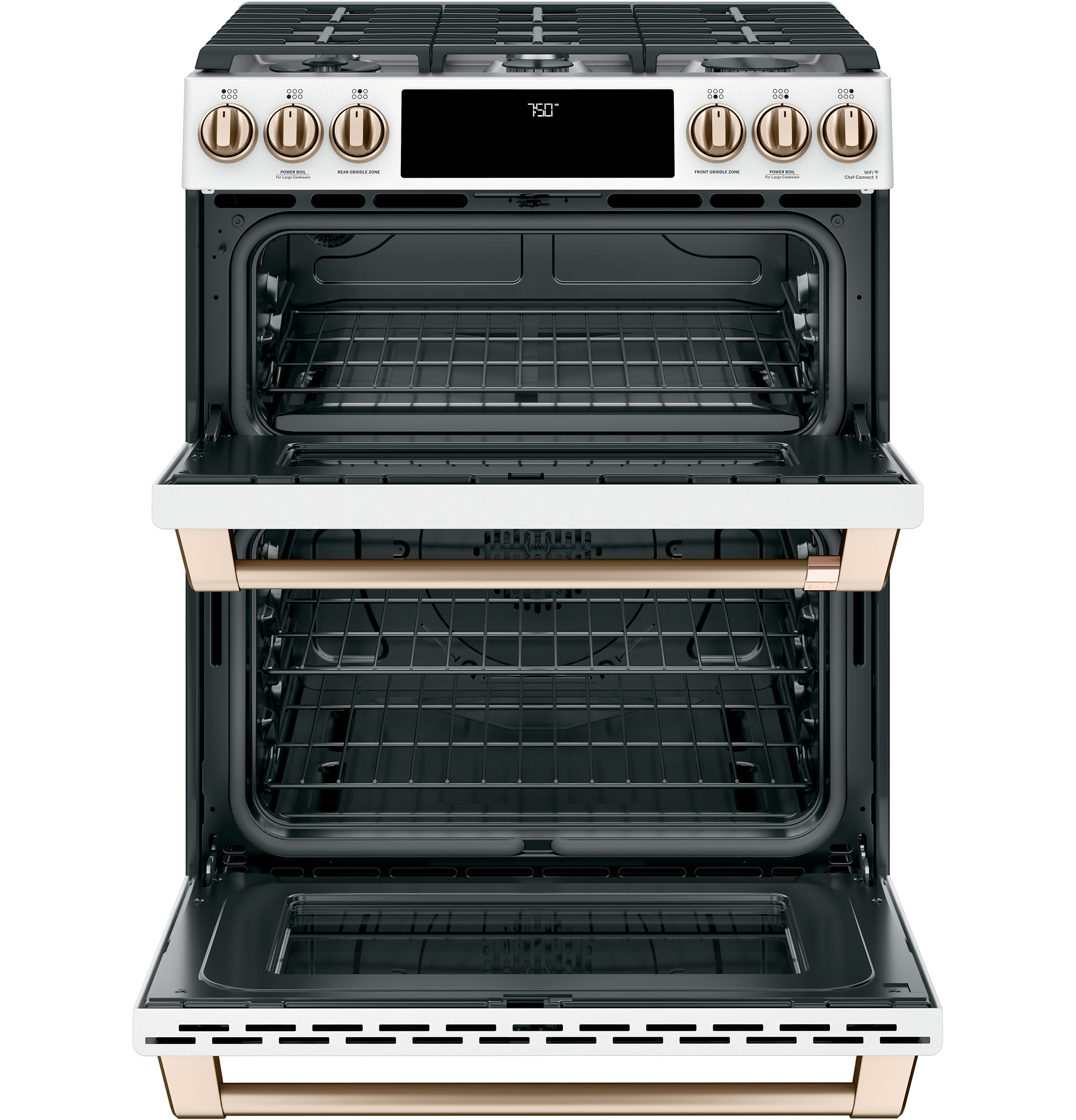 CAFÉ™ 30" Smart Slide-In, Front-Control, Gas Double-Oven Range with Convection CGS750P4MW2
