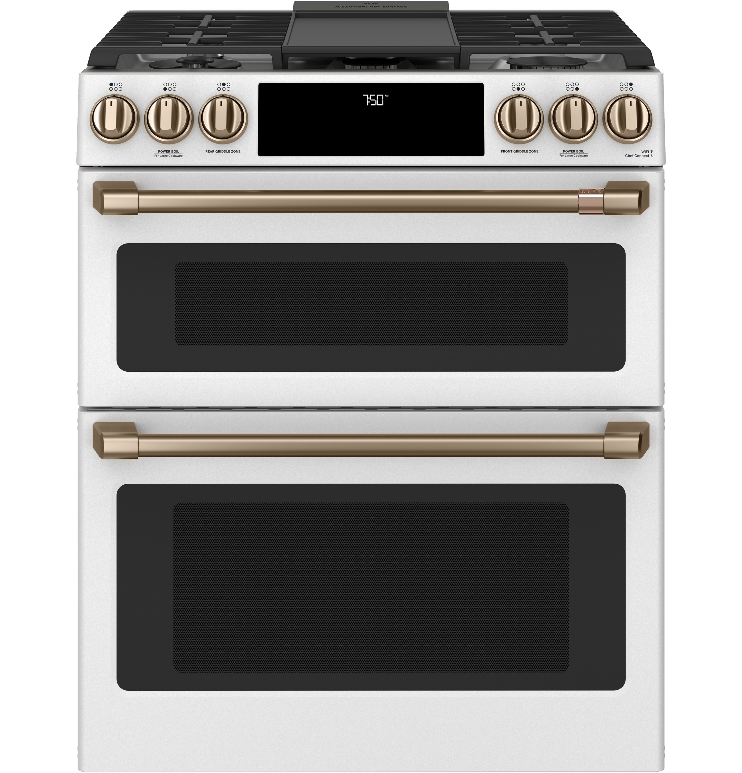 CAFÉ™ 30" Smart Slide-In, Front-Control, Gas Double-Oven Range with Convection CGS750P4MW2