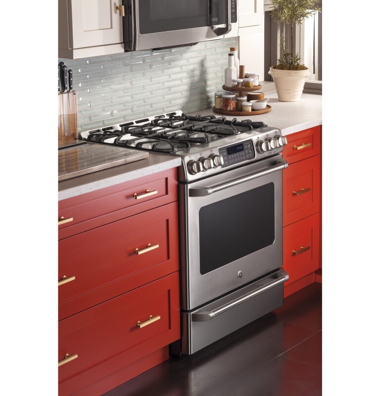 Cafe GE  Series 30" Slide-In Front Control Range with Baking Drawer Stainless Steel CGS985SETSS Picture 1