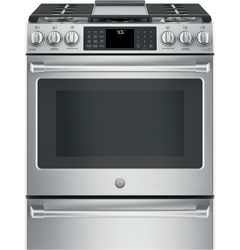 GE Series 30" Slide-In Front Control Range with Warming Drawer CGS986SELSS