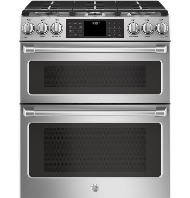 GE Series 30" Slide-In Front Control Gas Double Oven with Convection Range CGS995SELSS