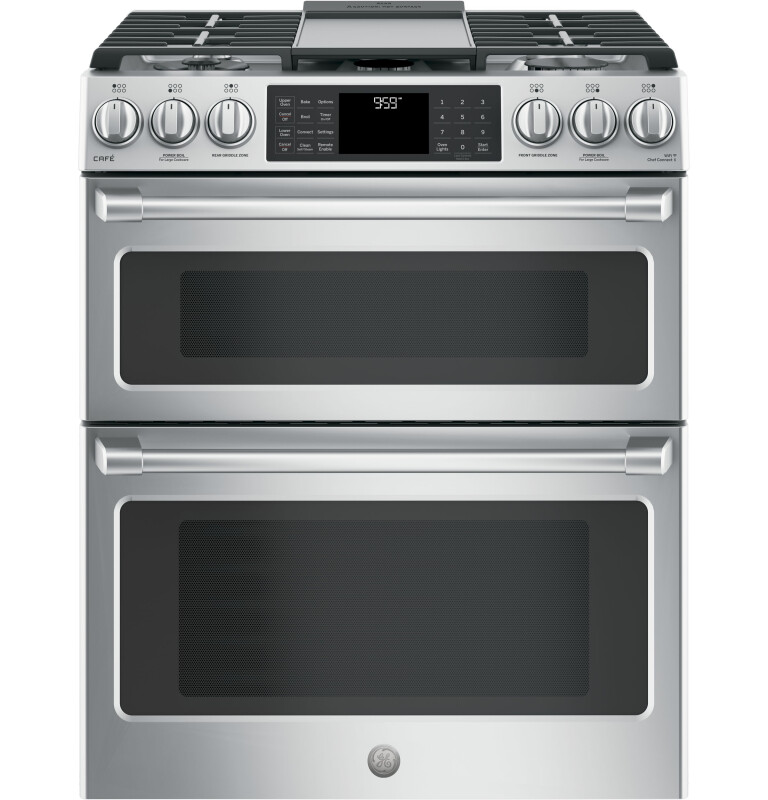 GE Series 30" Slide-In Front Control Gas Double Oven with Convection Range CGS995SELSS