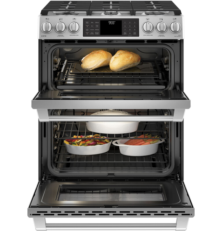 GE Series 30" Slide-In Front Control Gas Double Oven with Convection Range CGS995SELSS
