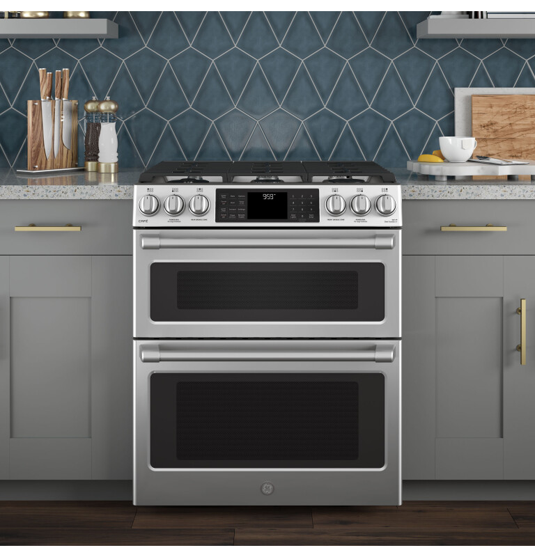 GE Series 30" Slide-In Front Control Gas Double Oven with Convection Range CGS995SELSS