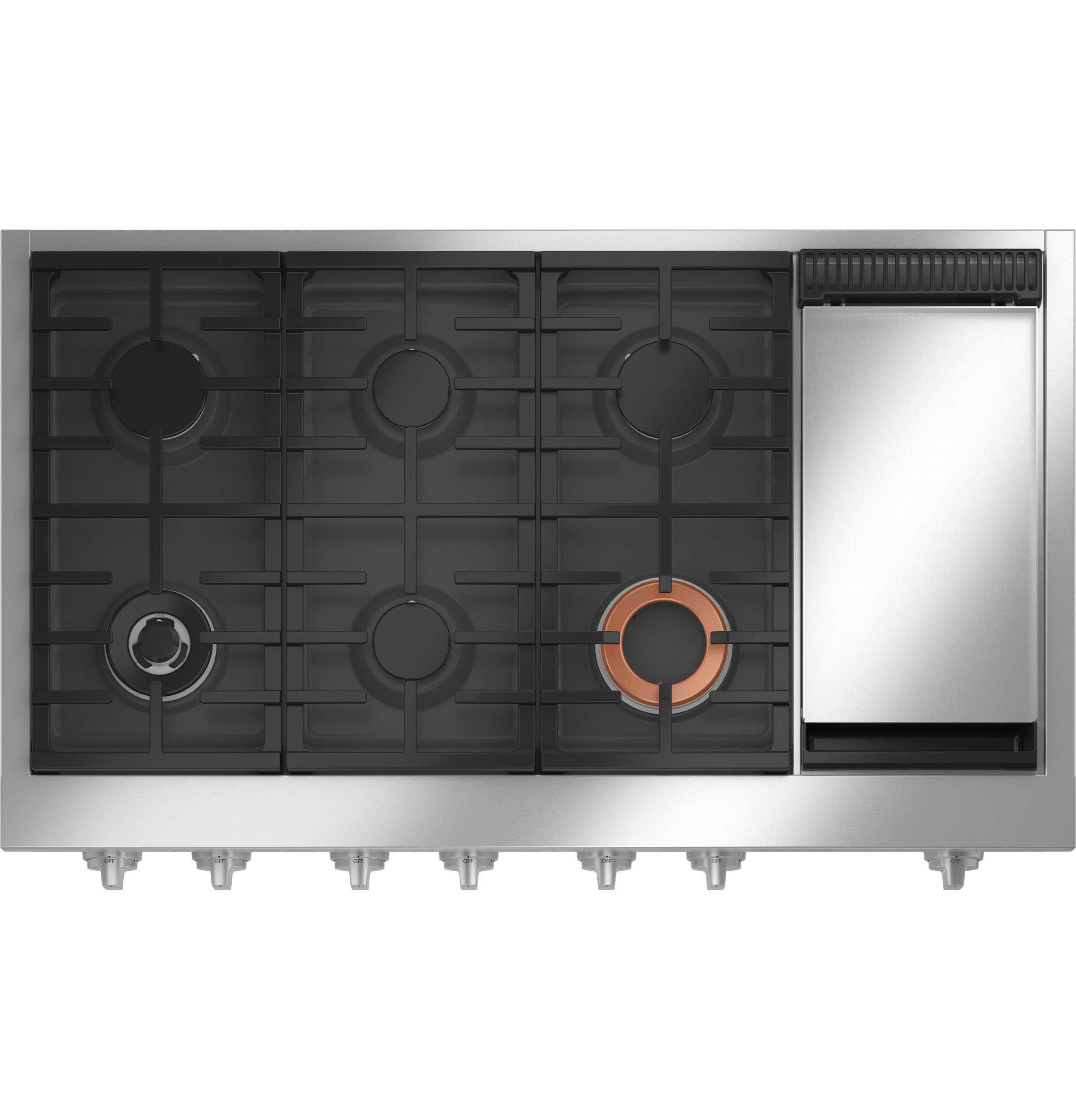 CAFÉ™ 48" Commercial-Style Gas Rangetop with 6 Burners and Integrated Griddle (Natural Gas) CGU486P3TD1
