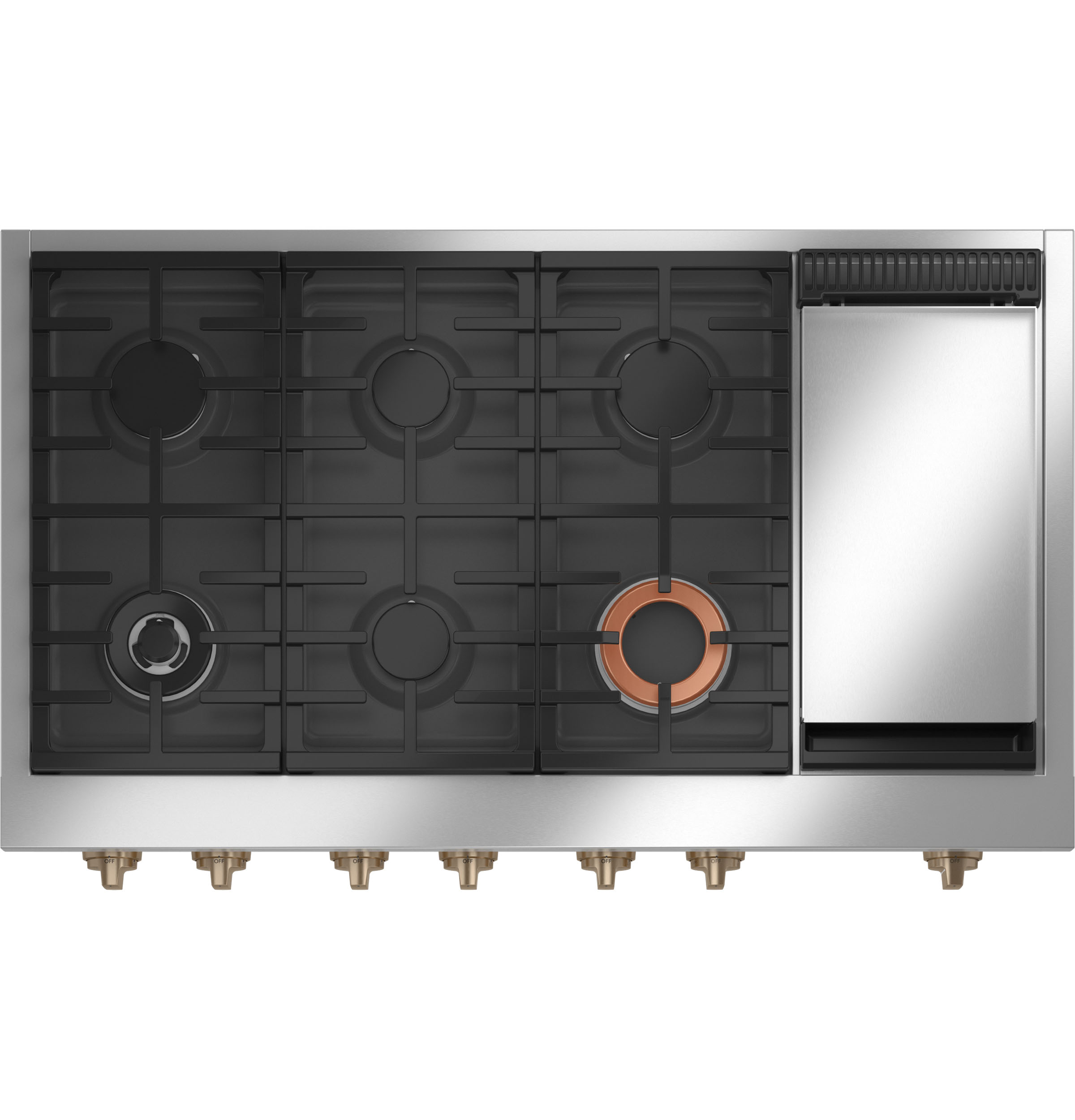CAFÉ™ 48" Commercial-Style Gas Rangetop with 6 Burners and Integrated Griddle (Natural Gas) CGU486P4TW2