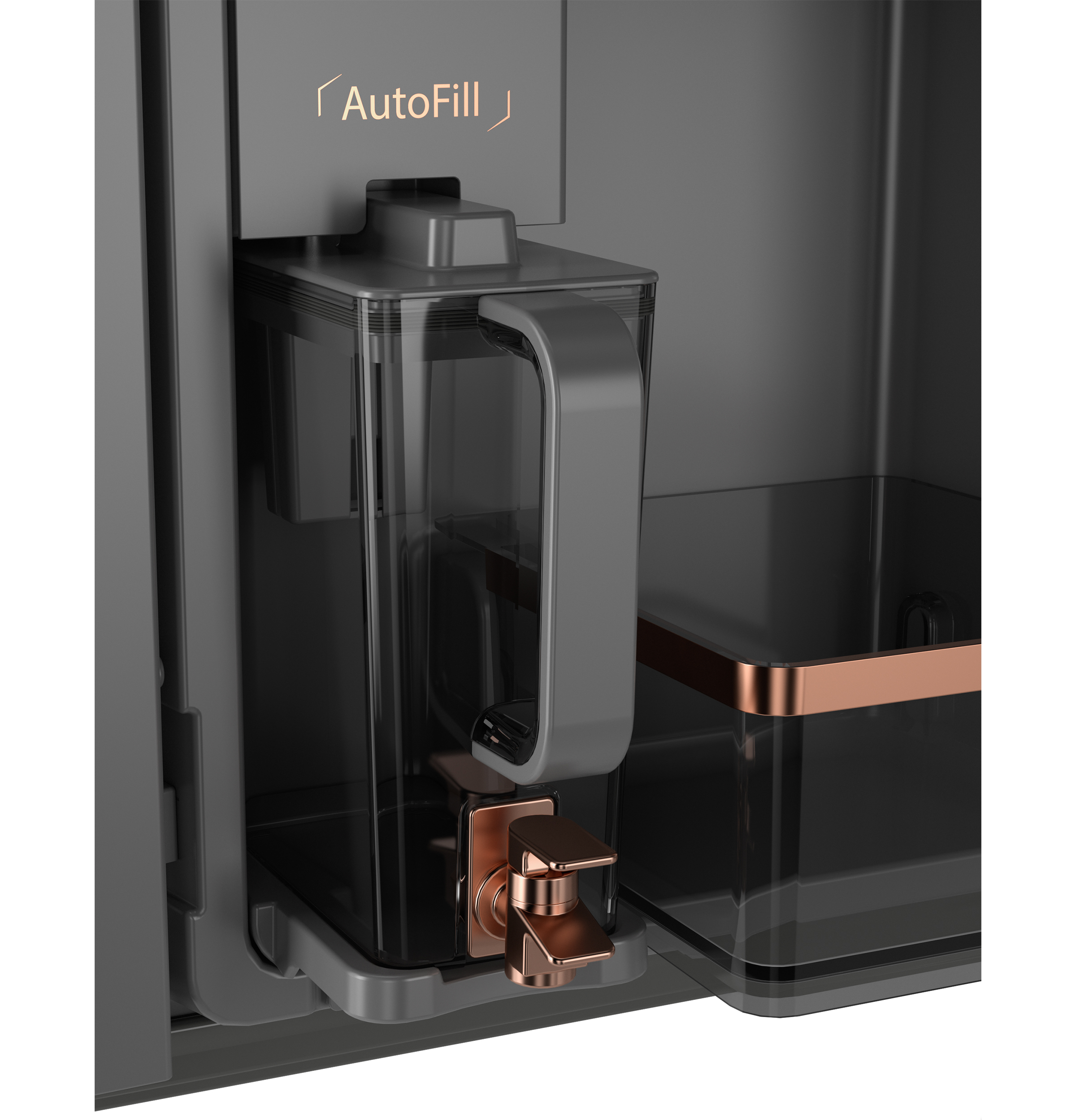 CAFÉ™ ENERGY STAR® 22.9 Cu. Ft. Smart Counter-Depth Quad-Door Refrigerator in Platinum Glass with Dual-Dispense AutoFill Pitcher CHE23DM5WS5