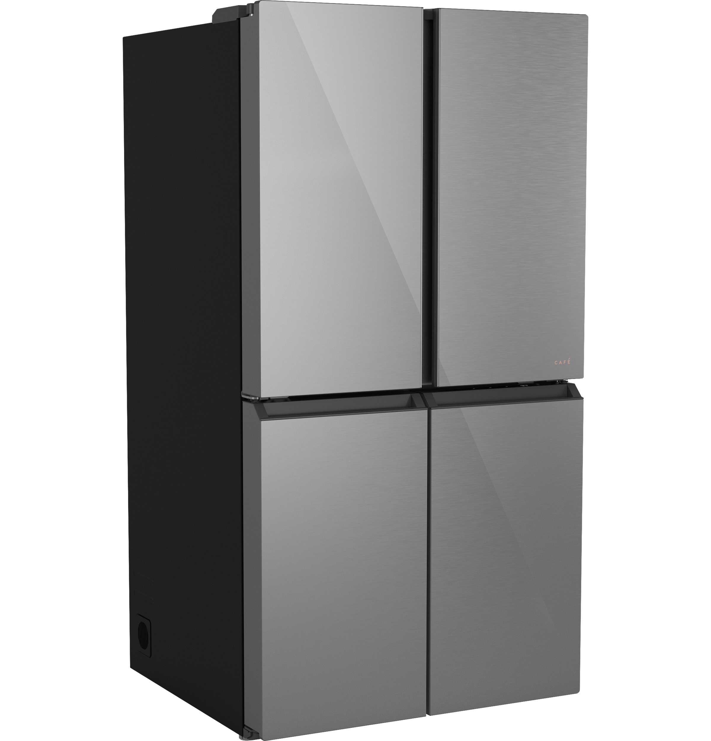 CAFÉ™ ENERGY STAR® 22.9 Cu. Ft. Smart Counter-Depth Quad-Door Refrigerator in Platinum Glass with Dual-Dispense AutoFill Pitcher CHE23DM5WS5