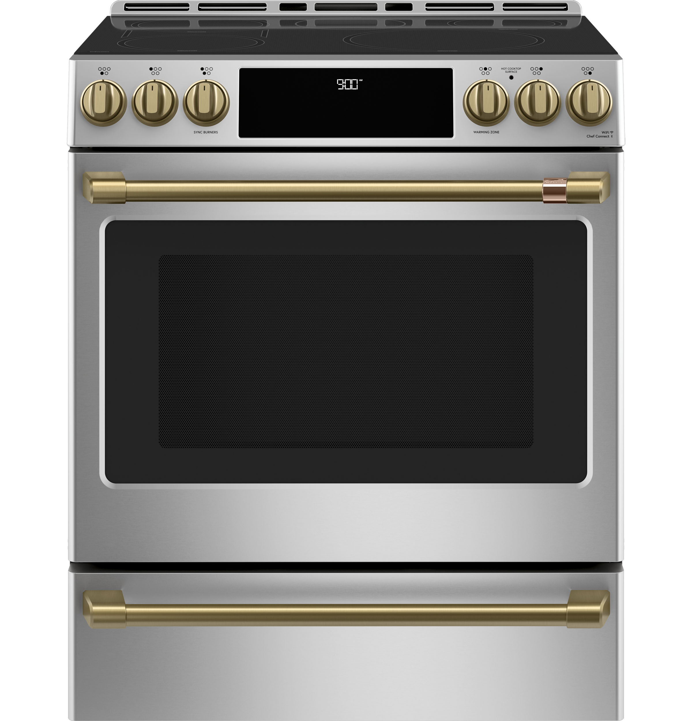 CAFÉ™ 30" Smart Slide-In, Front-Control, Induction and Convection Range with Warming Drawer CHS900P2MS1