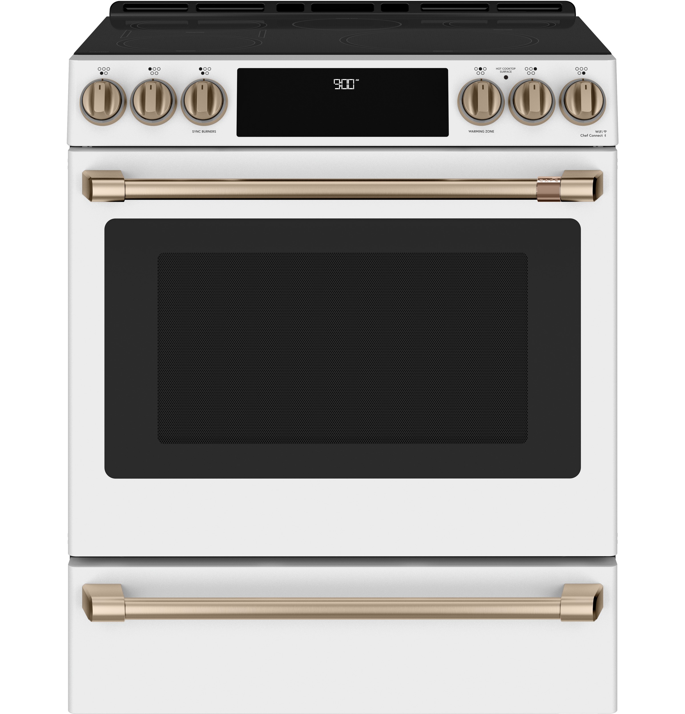 Cafe CAFÉ™ 30" Smart Slide-In, Front-Control, Induction and Convection Range with Warming Drawer Matte White CHS900P4MW2 Picture 1