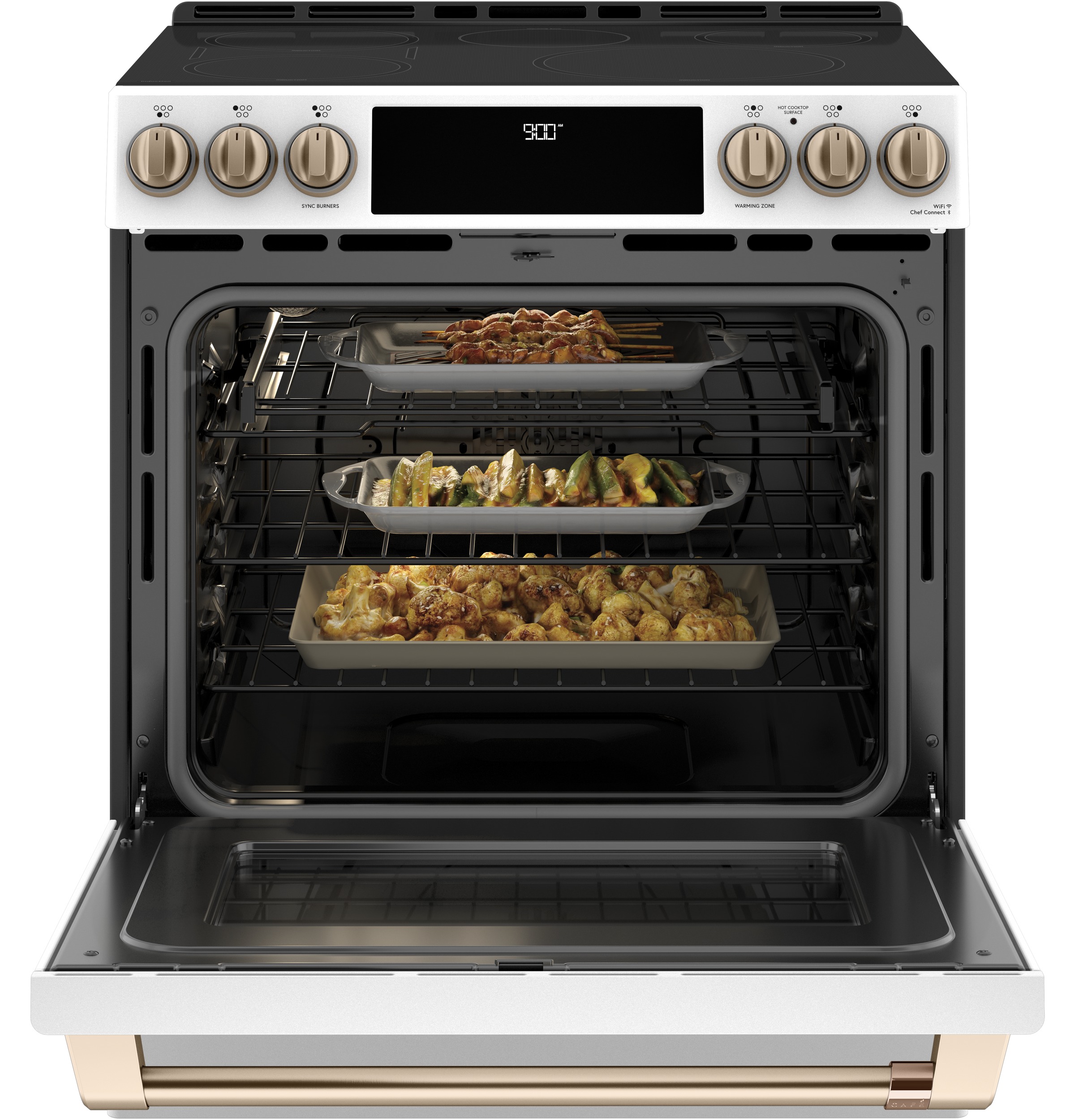 CAFÉ™ 30" Smart Slide-In, Front-Control, Induction and Convection Range with Warming Drawer CHS900P4MW2