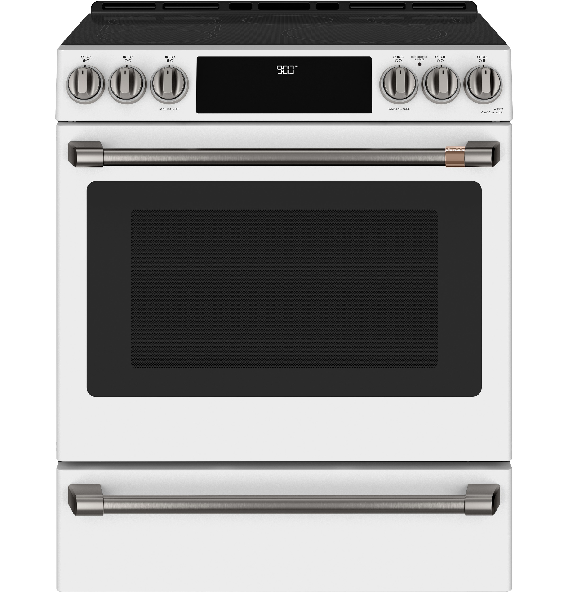 CAFÉ™ 30" Smart Slide-In, Front-Control, Induction and Convection Range with Warming Drawer CHS900P4MW2