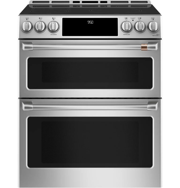 Cafe 30" Smart Slide-In, Front-Control, Induction and Convection Double-Oven Range Stainless Steel / Brushed Stainless CHS950P2MS1 Picture 1