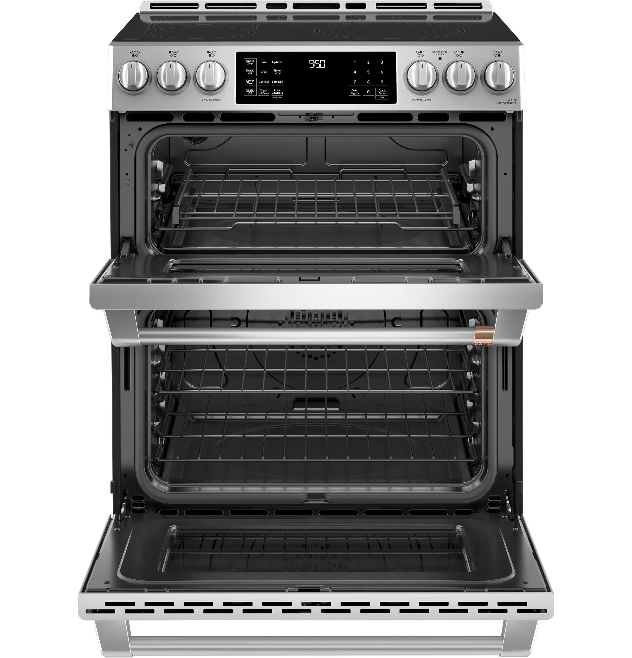 CAFÉ™ 30" Smart Slide-In, Front-Control, Induction and Convection Double-Oven Range CHS950P2MS1