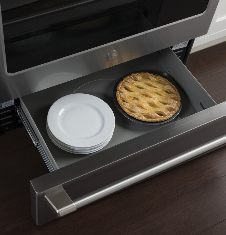 GE Series 30" Slide-In Front Control Induction and Convection Range with Warming Drawer CHS985SELSS