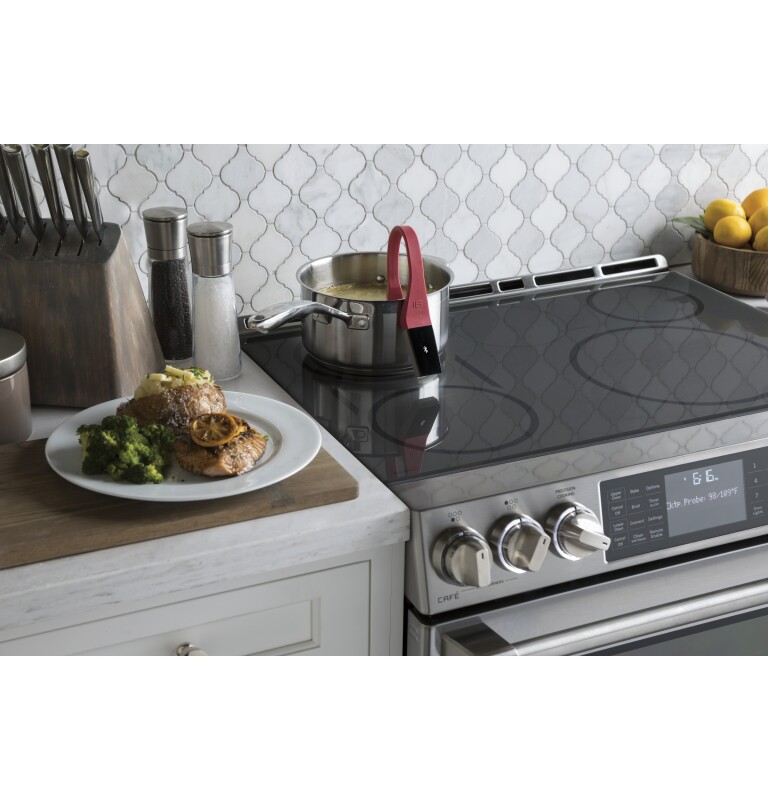 GE Series 30" Slide-In Front Control Induction and Convection Range with Warming Drawer CHS985SELSS