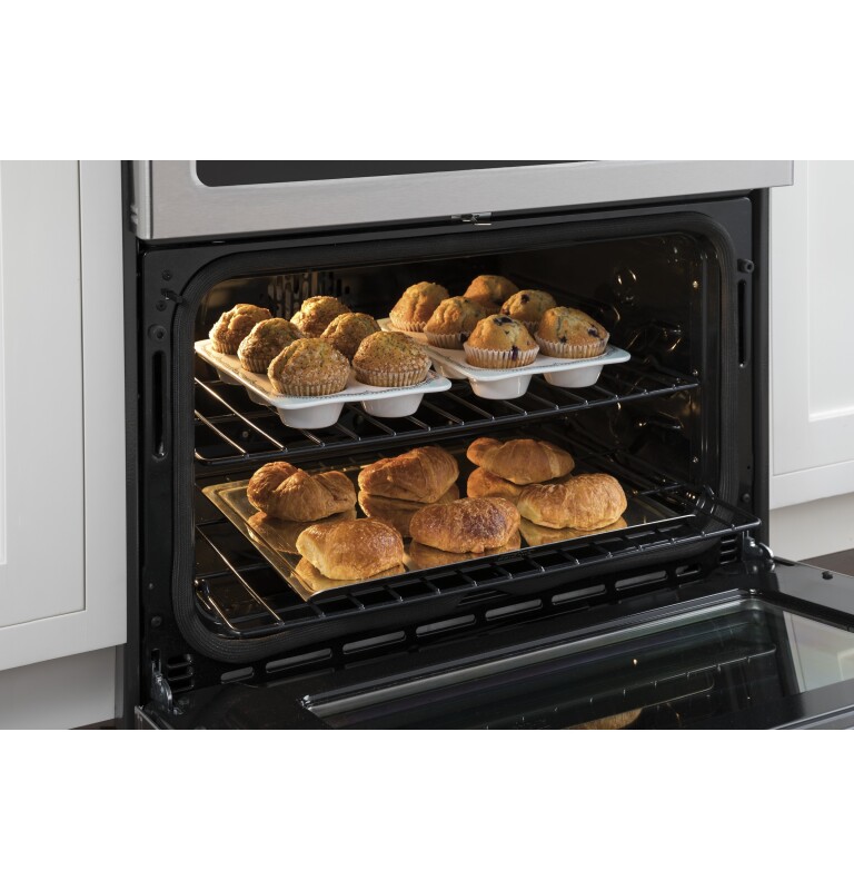 GE Series 30" Slide-In Front Control Induction and Convection Double Oven Range CHS995SELSS