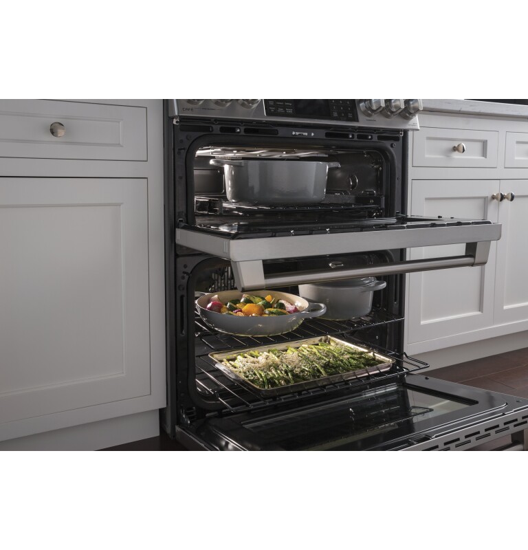 GE Series 30" Slide-In Front Control Induction and Convection Double Oven Range CHS995SELSS