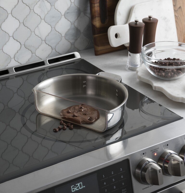 GE Series 30" Slide-In Front Control Induction and Convection Double Oven Range CHS995SELSS