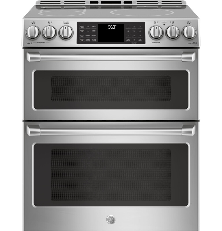 GE Series 30" Slide-In Front Control Induction and Convection Double Oven Range CHS995SELSS