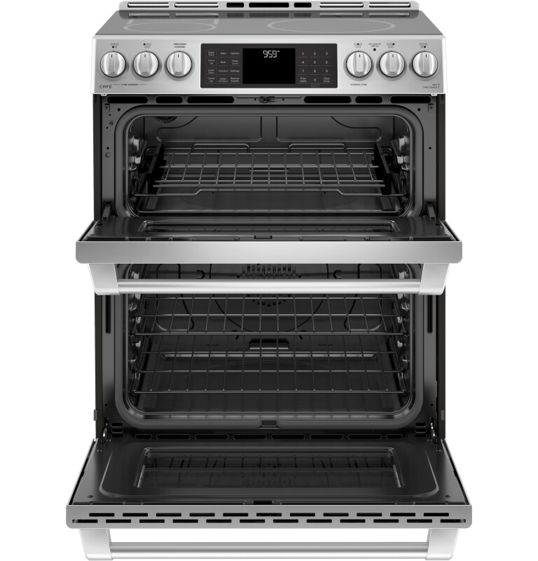 GE Series 30" Slide-In Front Control Induction and Convection Double Oven Range CHS995SELSS