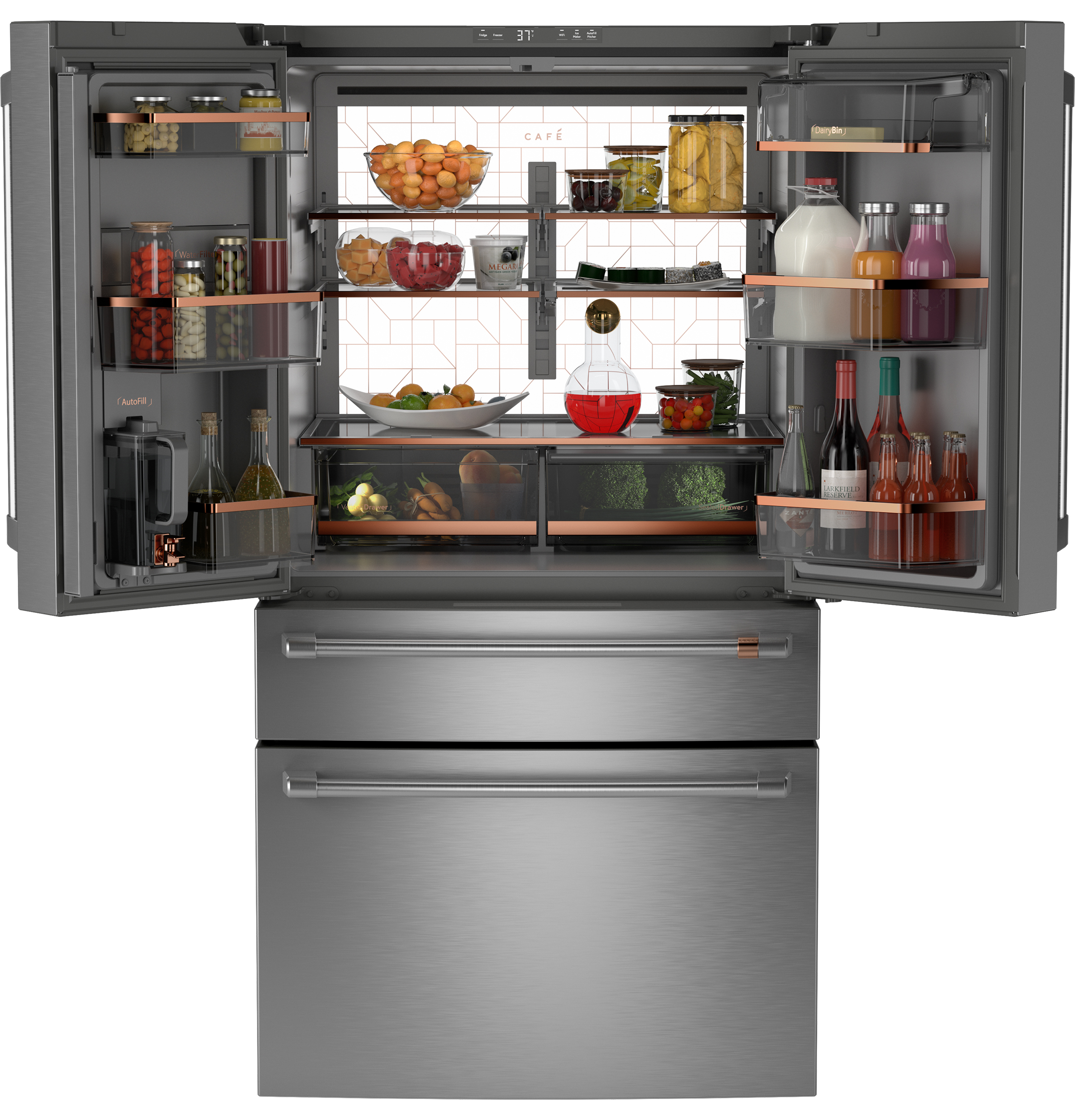 CAFÉ™ ENERGY STAR® 23.2 Cu. Ft. Smart Counter-Depth 4-Door French-Door Refrigerator With Dual-Dispense AutoFill Pitcher CJE23DP2WS1