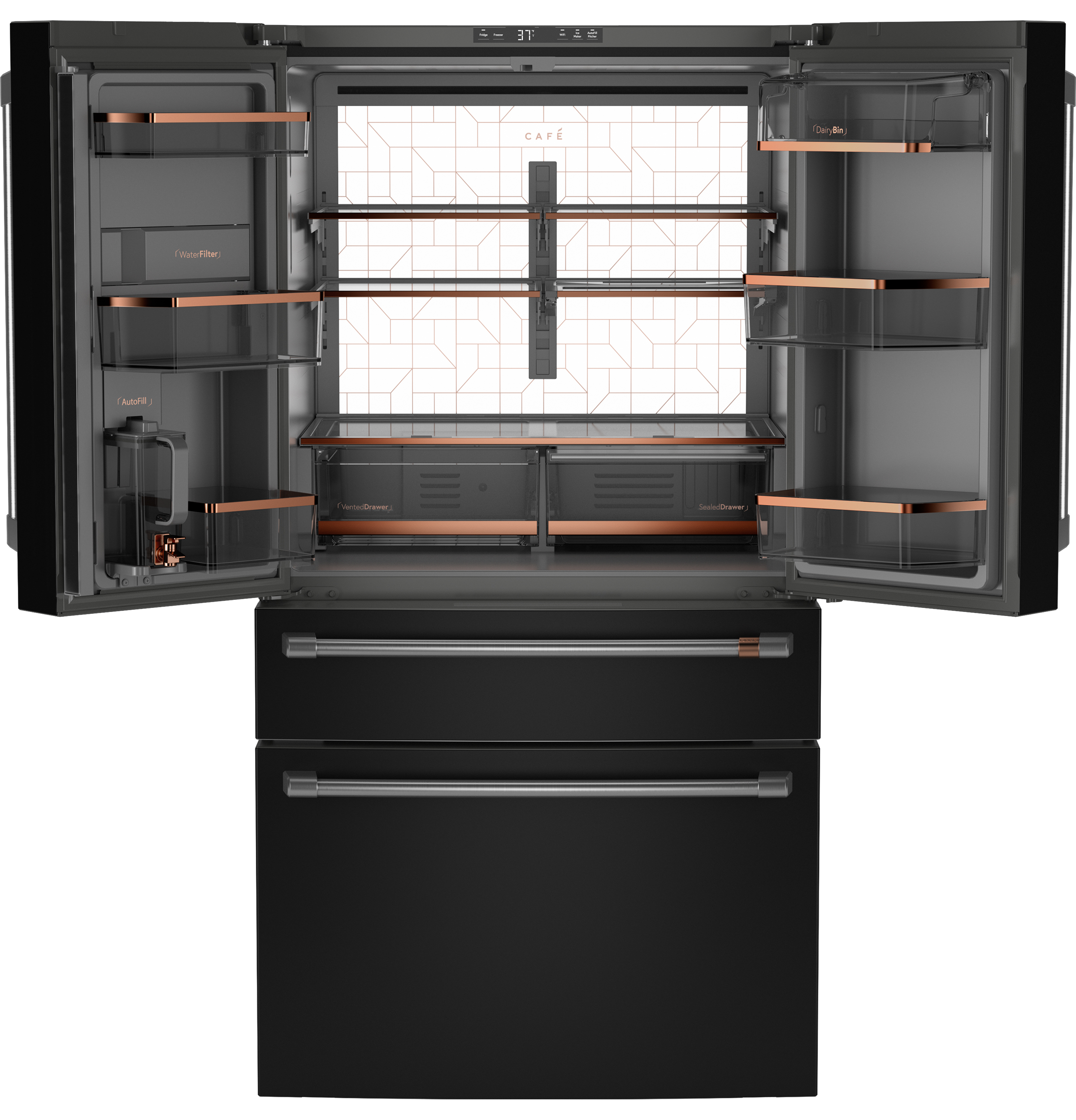 CAFÉ™ ENERGY STAR® 23.2 Cu. Ft. Smart Counter-Depth 4-Door French-Door Refrigerator With Dual-Dispense AutoFill Pitcher CJE23DP3WD1