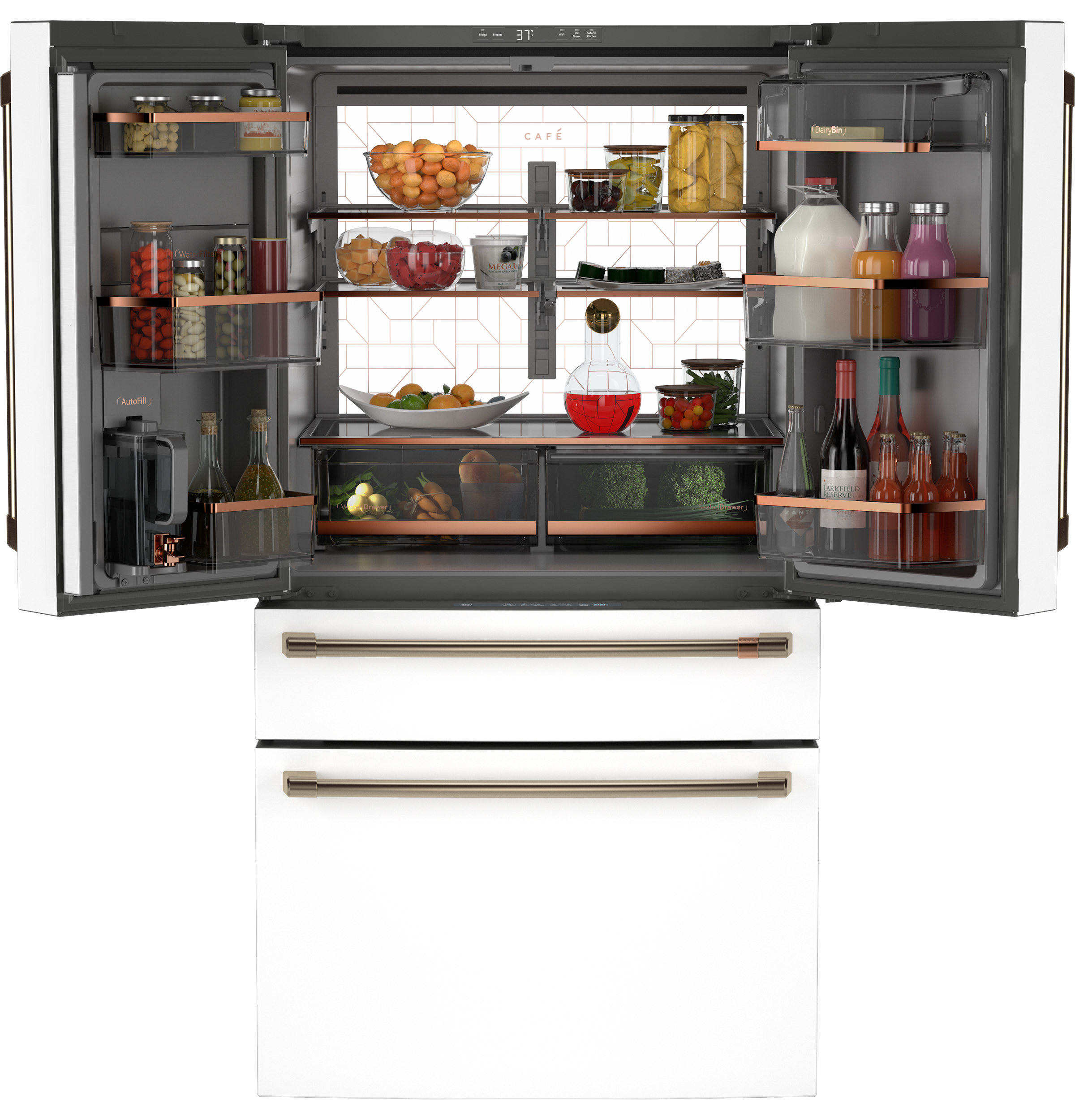 CAFÉ™ ENERGY STAR® 23.2 Cu. Ft. Smart Counter-Depth 4-Door French-Door Refrigerator With Dual-Dispense AutoFill Pitcher CJE23DP4WW2