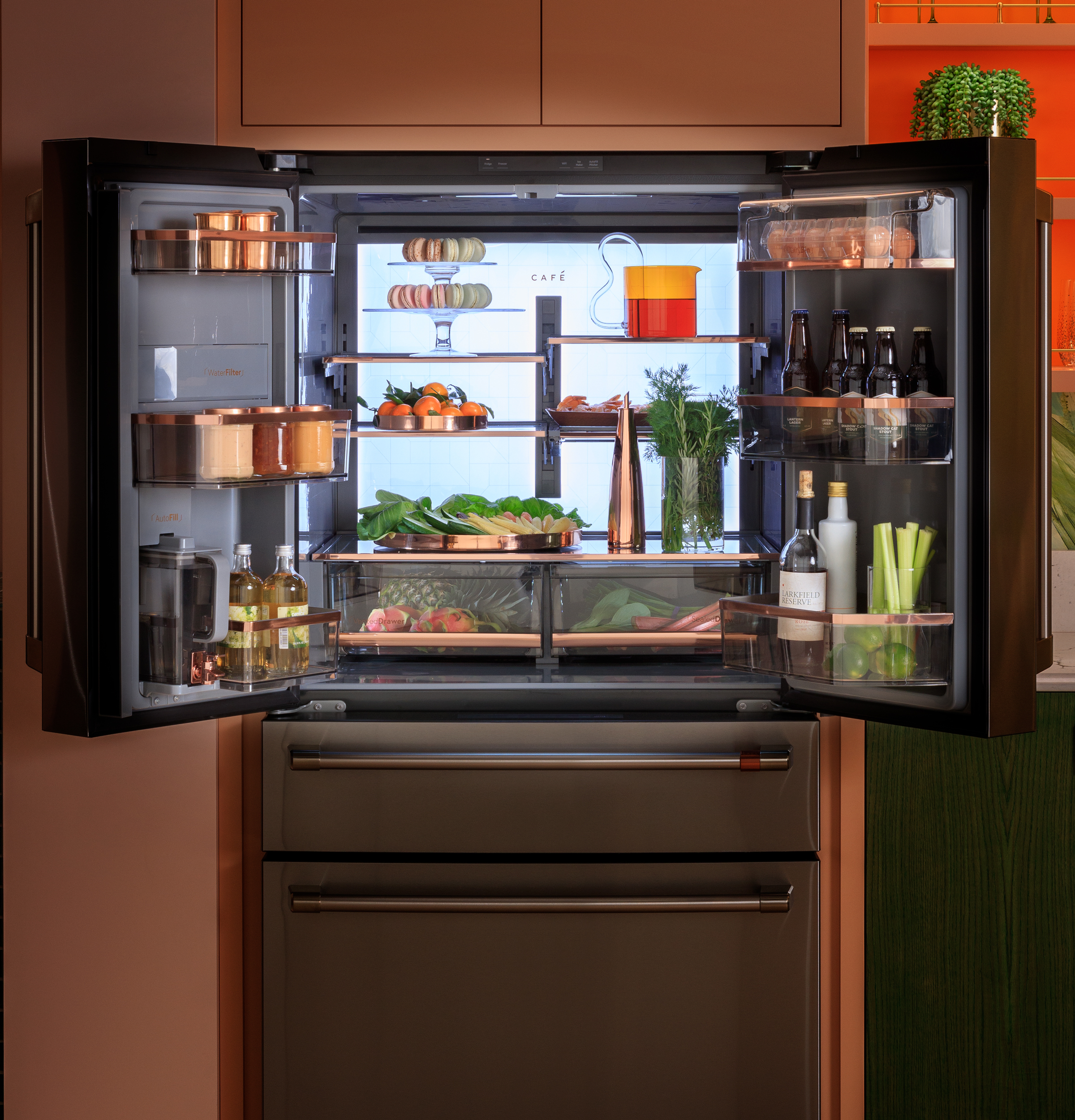 CAFÉ™ ENERGY STAR® 23.2 Cu. Ft. Smart Counter-Depth 4-Door French-Door Refrigerator With Dual-Dispense AutoFill Pitcher CJE23DP4WW2