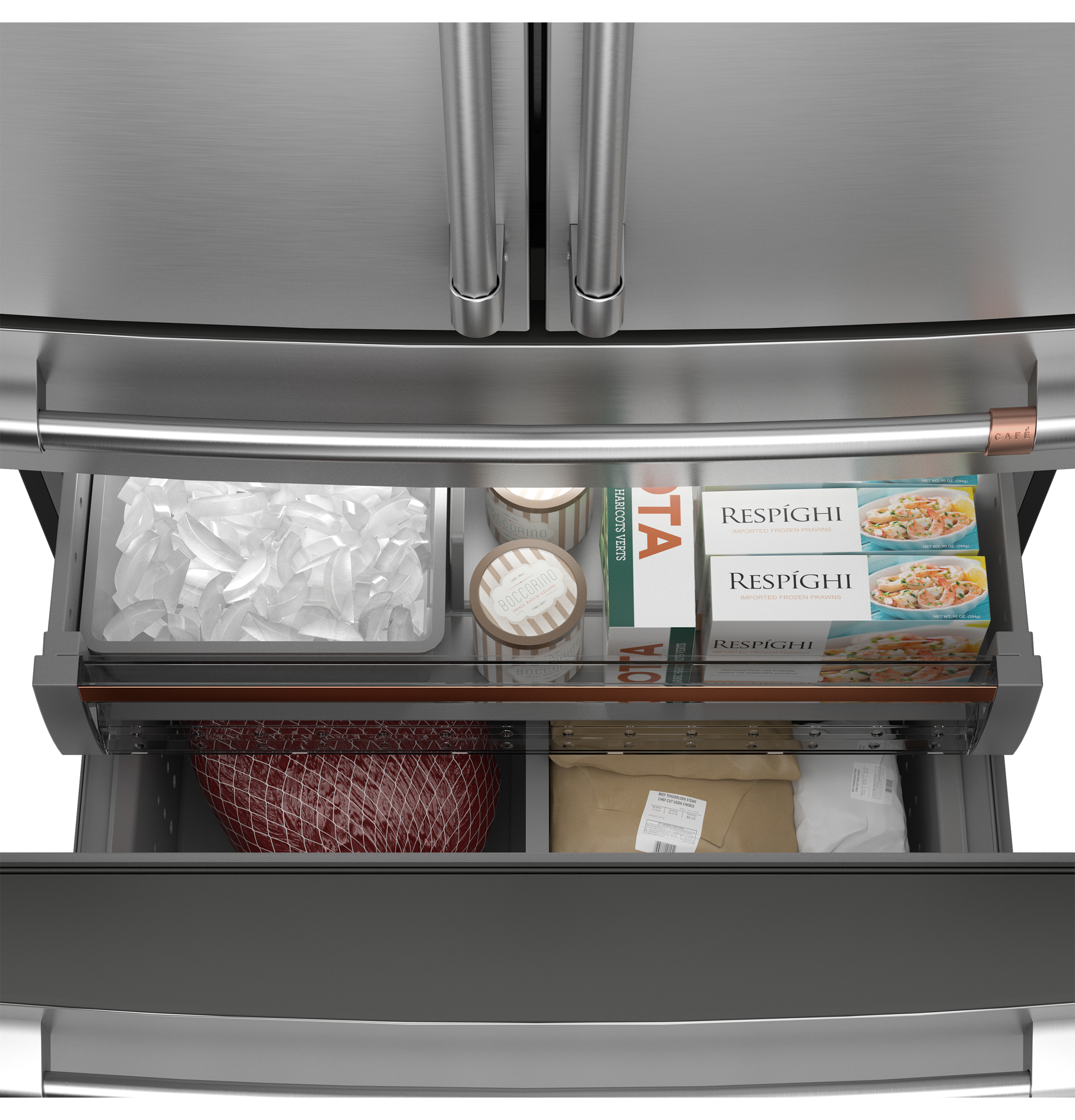 CAFÉ™ ENERGY STAR® 23.2 Cu. Ft. Smart Counter-Depth 4-Door French-Door Refrigerator With Dual-Dispense AutoFill Pitcher CJE23DP4WW2