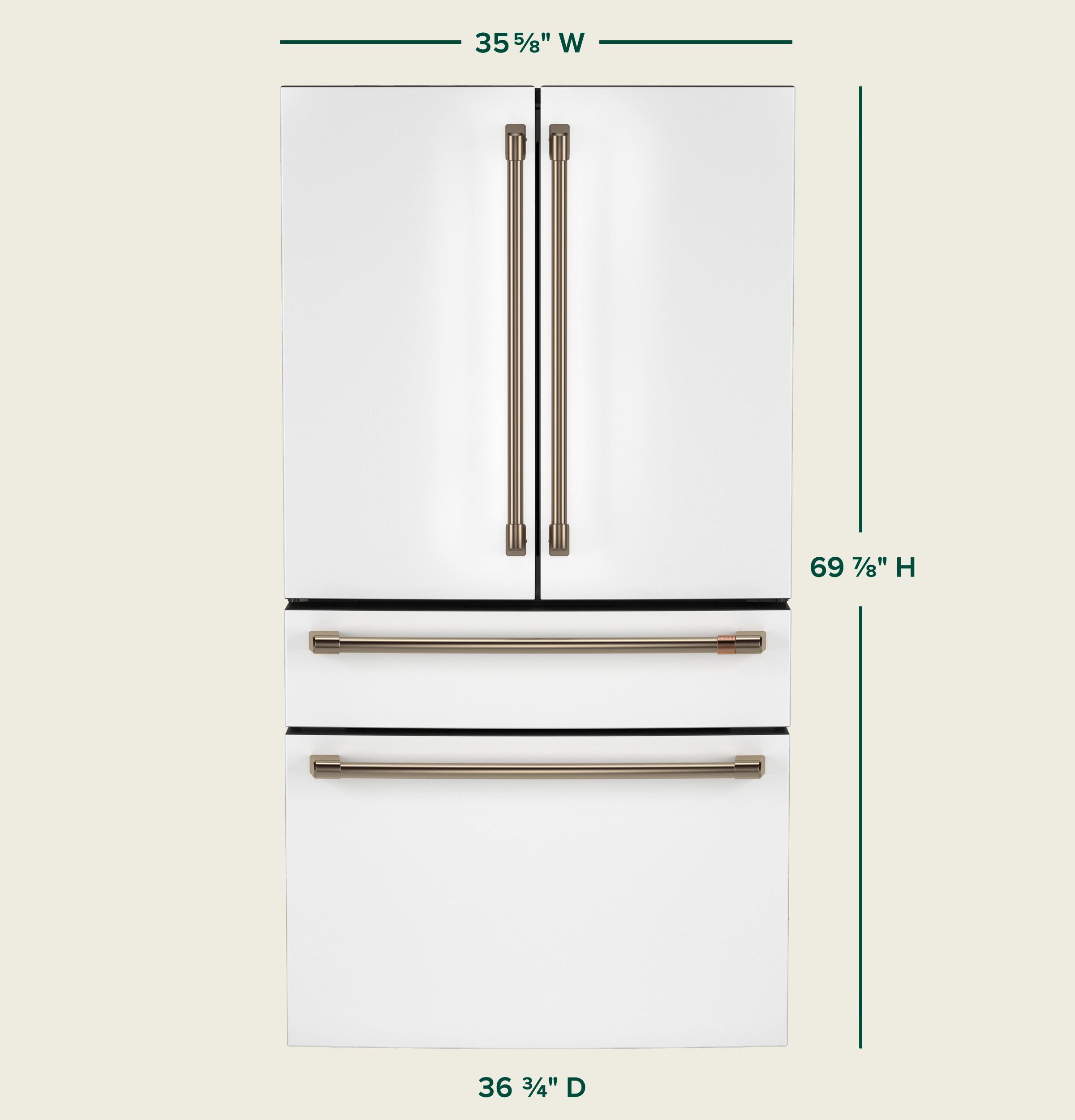 CAFÉ™ ENERGY STAR® 23.2 Cu. Ft. Smart Counter-Depth 4-Door French-Door Refrigerator With Dual-Dispense AutoFill Pitcher CJE23DP4WW2