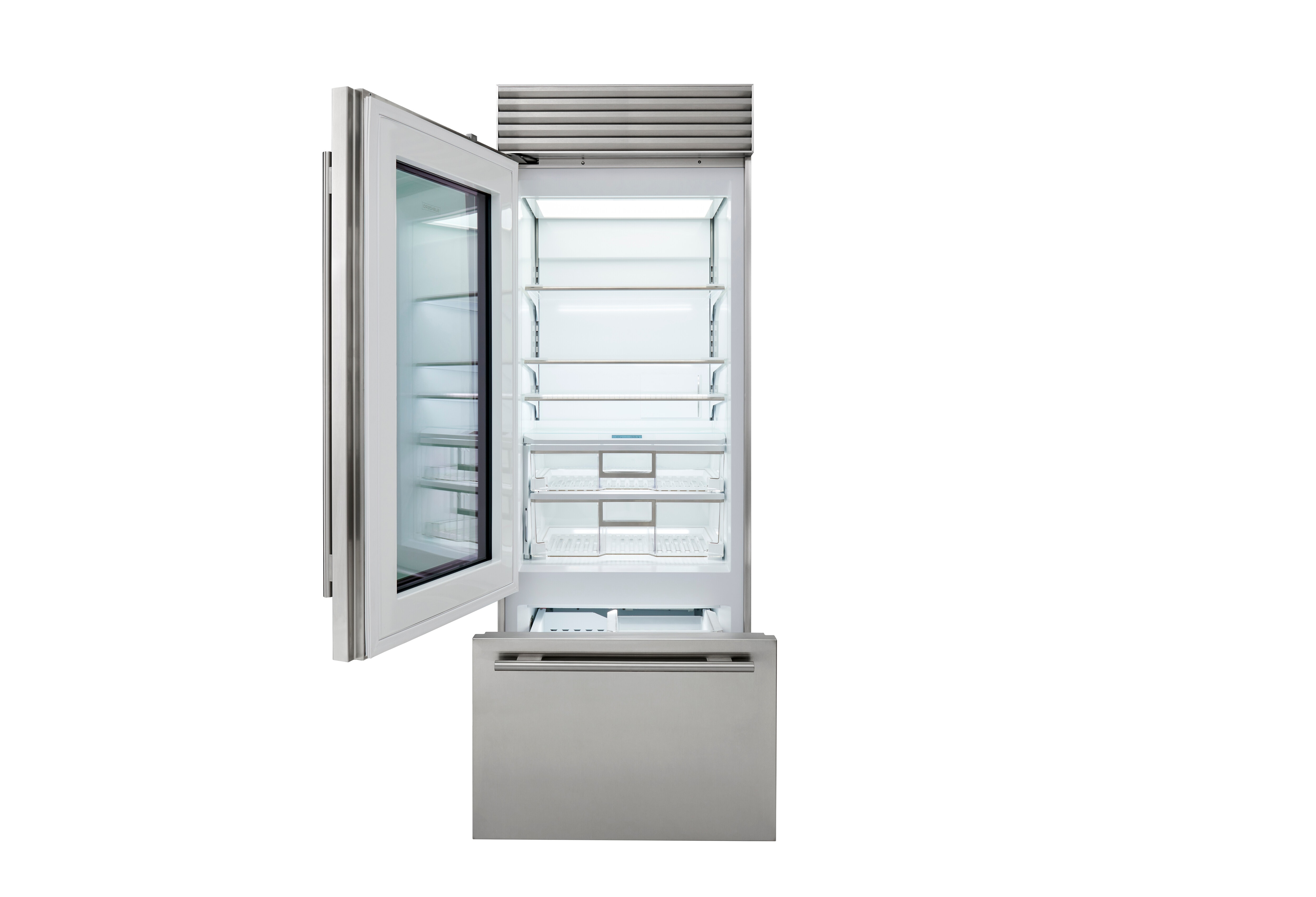 30" Classic Over-and-Under Refrigerator/Freezer with Glass Door CL3050UGSPL