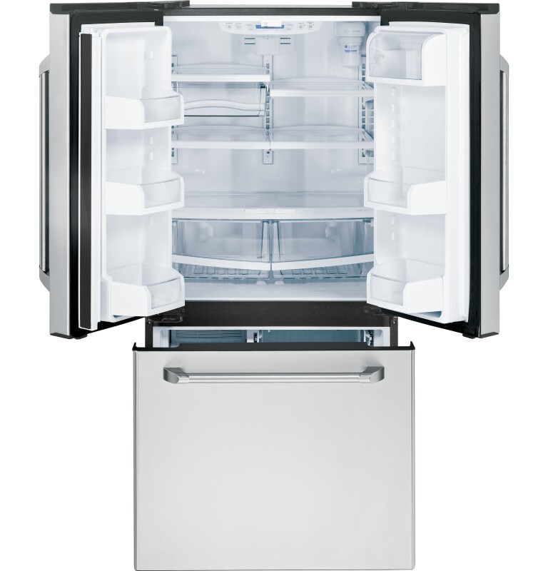 Cafe GE  Series 22.1 Cu. Ft. French-Door Refrigerator with Internal Dispenser Stainless Steel CNE22SSESS Picture 1