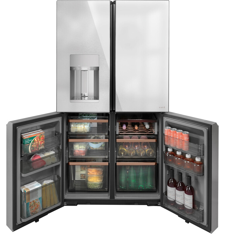 CAFÉ™ ENERGY STAR® 27.4 Cu. Ft. Smart Quad-Door Refrigerator in Platinum Glass CQE28DM5NS5