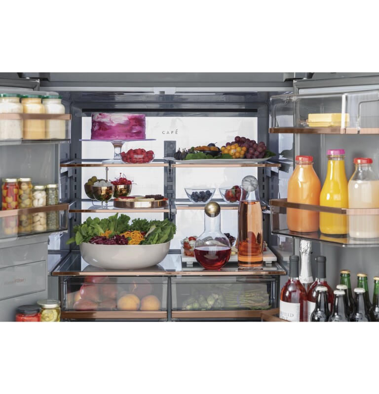 CAFÉ™ ENERGY STAR® 27.4 Cu. Ft. Smart Quad-Door Refrigerator in Platinum Glass CQE28DM5NS5
