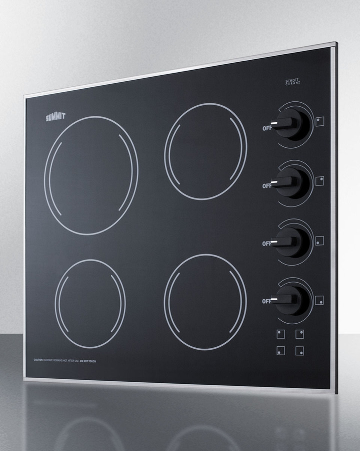 24" Wide 230V 4-Burner Radiant Cooktop CR425BL