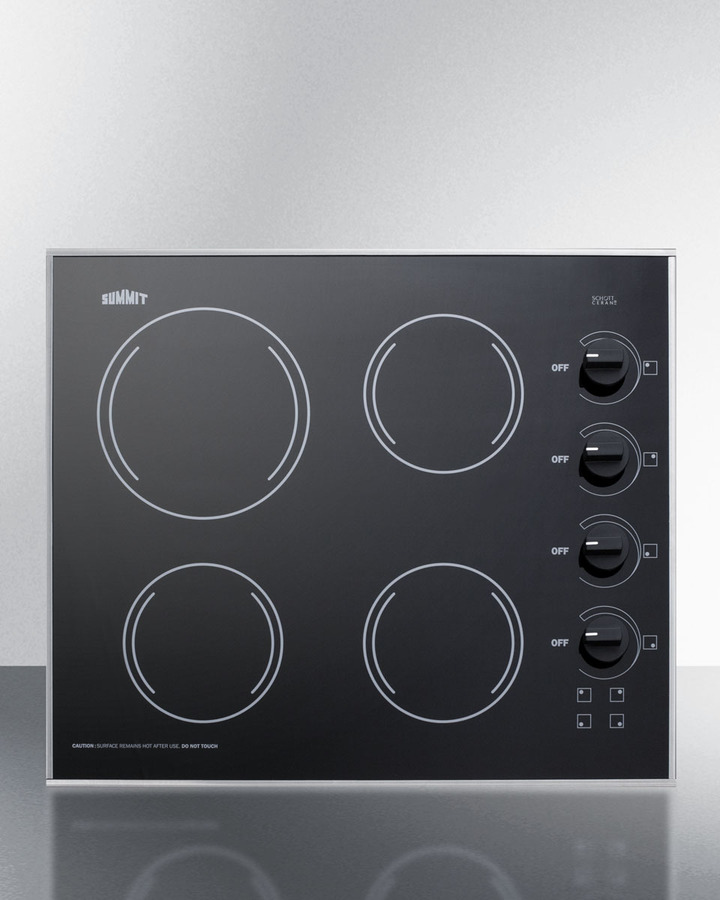 24" Wide 230V 4-Burner Radiant Cooktop CR425BL