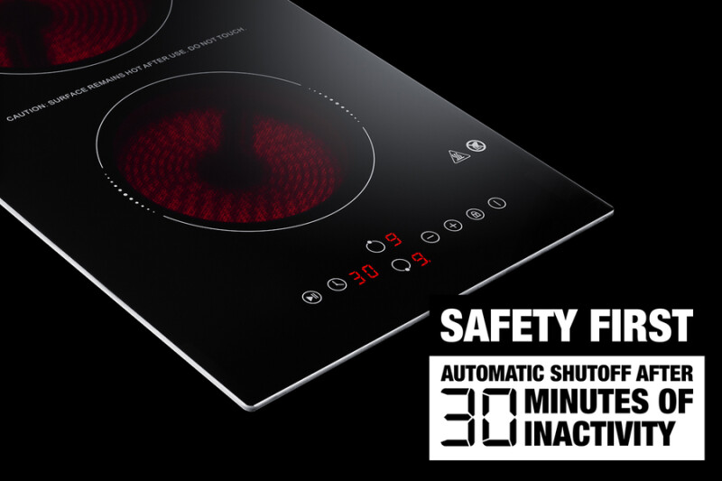 12" Wide 115V 2-Burner Radiant Cooktop With Safety Shutoff CRH2BT30115