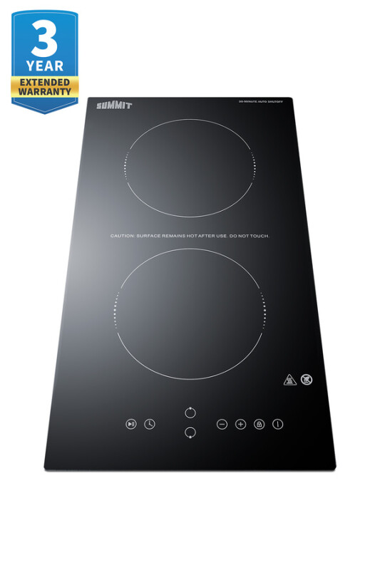 12" Wide 115V 2-Burner Radiant Cooktop With Safety Shutoff CRH2BT30115