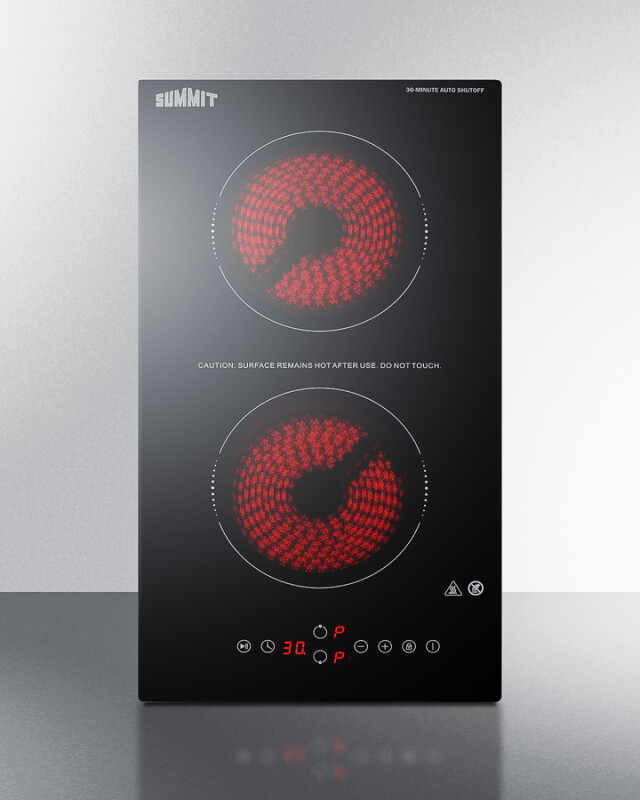 12" Wide 115V 2-Burner Radiant Cooktop With Safety Shutoff CRH2BT30115