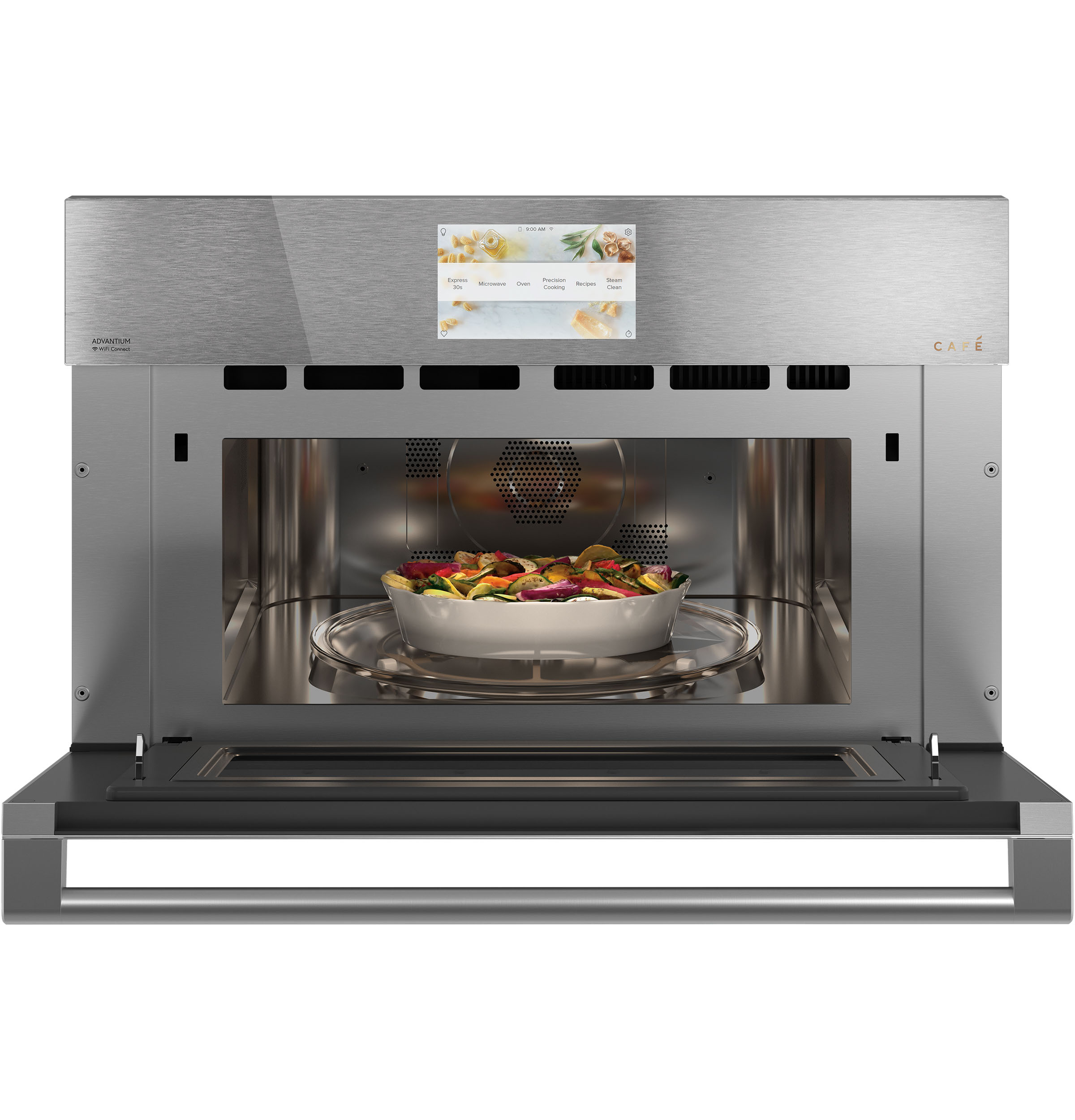 CAFÉ™ 30" Smart Five in One Oven with 120V Advantium® Technology in Platinum Glass CSB913M2NS5